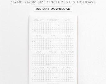 2026 Calendar, Big Wall Calendar, Year At Glance Calendar, Academic Calendar, Large Wall Calendar, Printable Calendar with U.S. Holidays