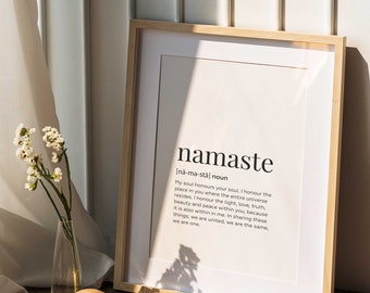 Yoga Wall Decor, Yoga Gifts, Yoga Poster, Afdrukbare Wall Art Namaste Definition, Yoga Studio Wall Art, Cadeau voor yogaleraar, Yogi Cadeau