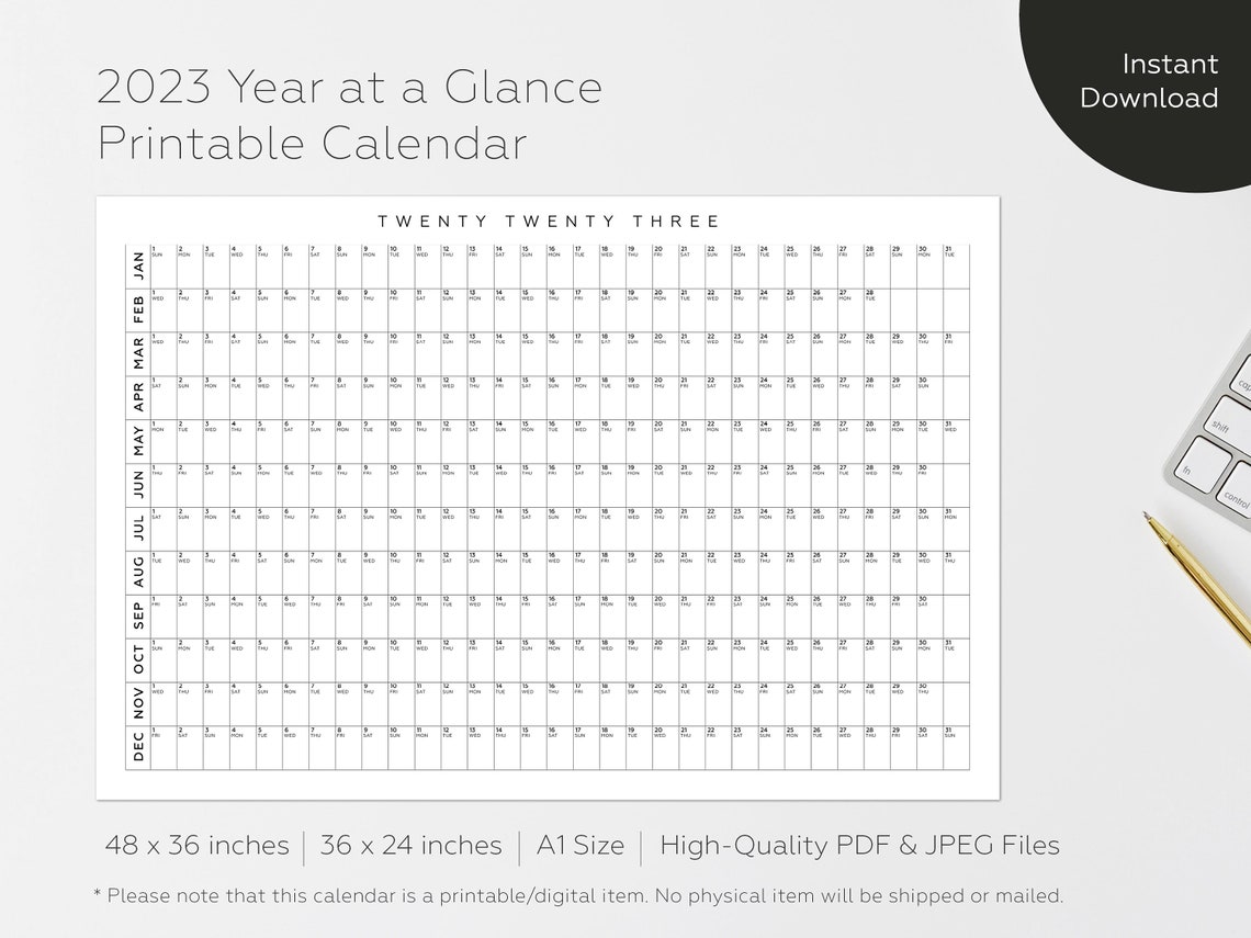 2023 Calendar Big Wall Calendar Year at A Glance Calendar Etsy