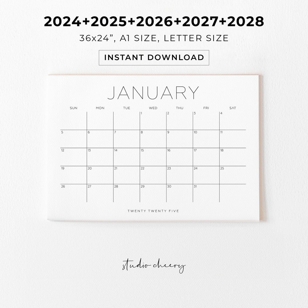 Calendar 2025 Printable Big Wall Calendar 2026 Calendar 2027 Large Wall Calendar Bundle