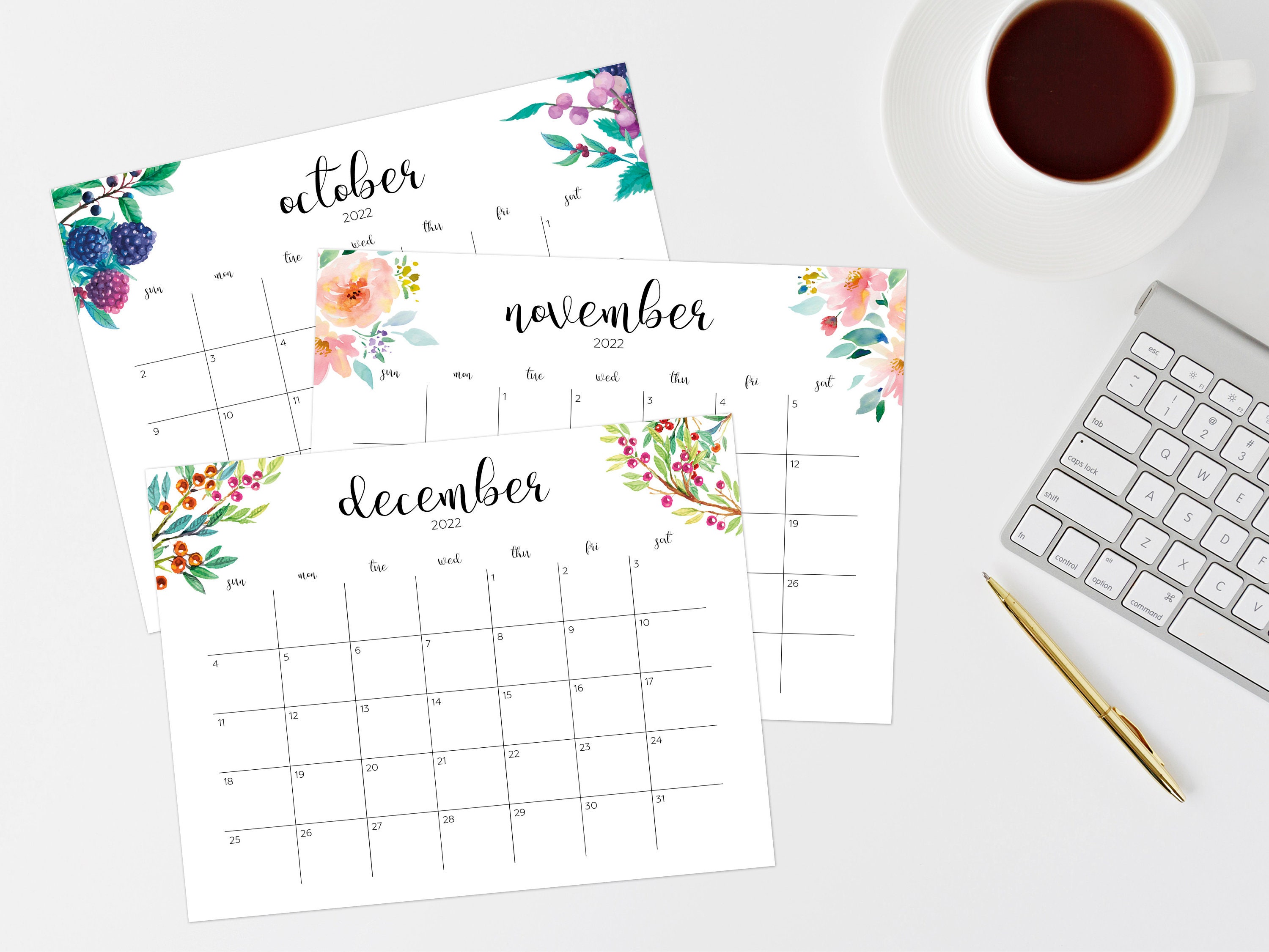 2022 printable calendar monthly calendar 2022 big wall etsy