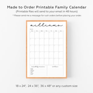 Family Calendar Dry Erase Personalized Custom Prints Wall Calendar Personalized Household Planner Dry Erase Planner Moms Planner