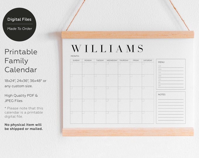 Family Calendar Printable, Monthly Family Schedule, Family Planning ...