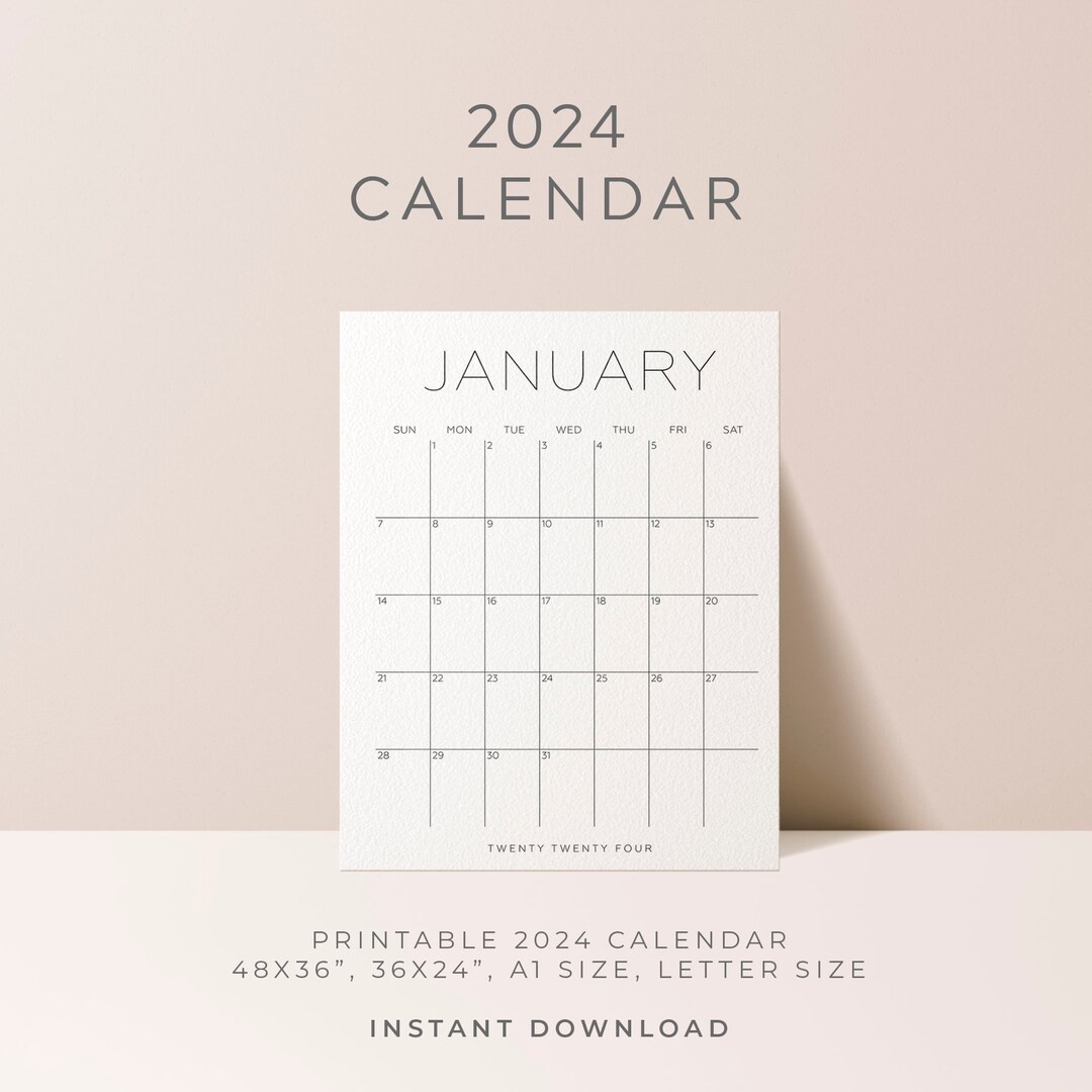 2024 Calendar 2024 Planner Printable Monthly Calendar 2023 Big Wall ...