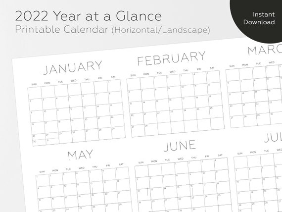 Calendrier Fiscale 2023 2022 Printable Calendar 2022 Big Wall Calendar Year At A | Etsy Australia