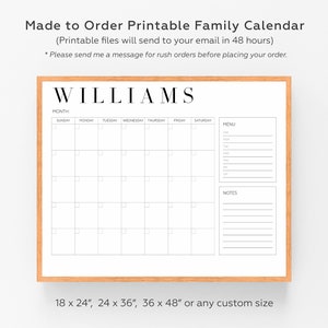 Personalized Dry Erase Wall Calendar For Family Planner Custom Calendar Wall Calendar Personalized Household Planner Moms Planner Printable