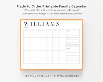 Personalisierter trocken abwischbarer Wandkalender für Familienplaner Benutzerdefinierter Kalender Wandkalender Personalisierter Haushaltsplaner Moms Planer Printable