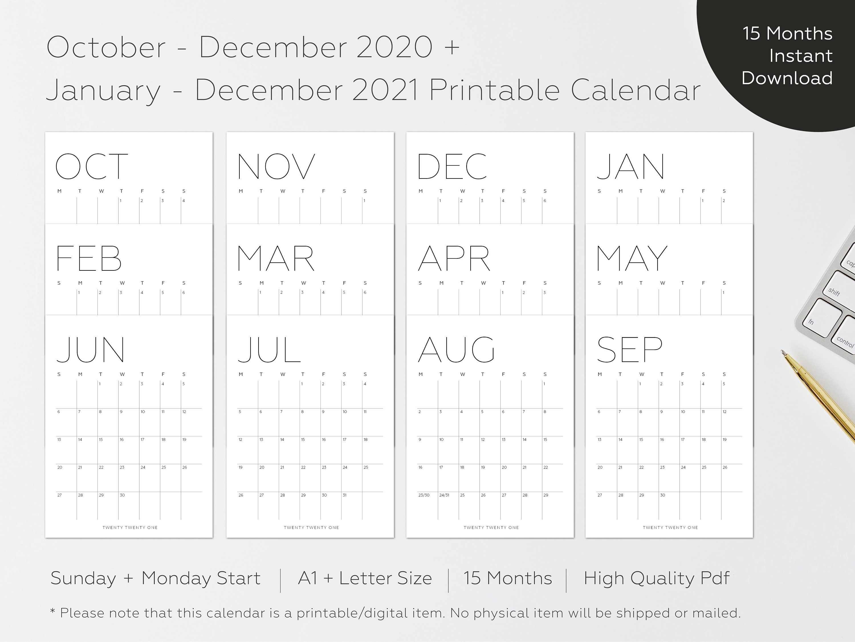 2020 Printable Big Wall Calendar 2020 Large Wall Calendar Etsy