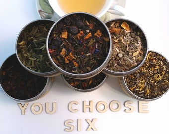 Loose Tea Sampler - 6 Loose Tea Set - Tea Sampler Gift - Herbal Tea Set - Loose Leaf Tea - Zero Waste Lifestyle - Herbalife - Realtor Gift