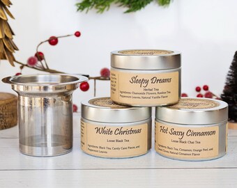 Christmas Tea Blends, Hanukkah Gift Box, Winter Tea, Tea Lover Gift, Tea Infuser Cute, Tea Tin Can, Christmas Tea Set, Peppermint Tea Party