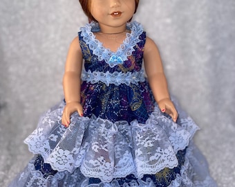 Sparkling Blue Lace Doll Dress: Fits 18 inch American Girl Dolls