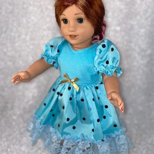 Teal Polka Dot Doll Dress with Lace for 18 inch Dolls