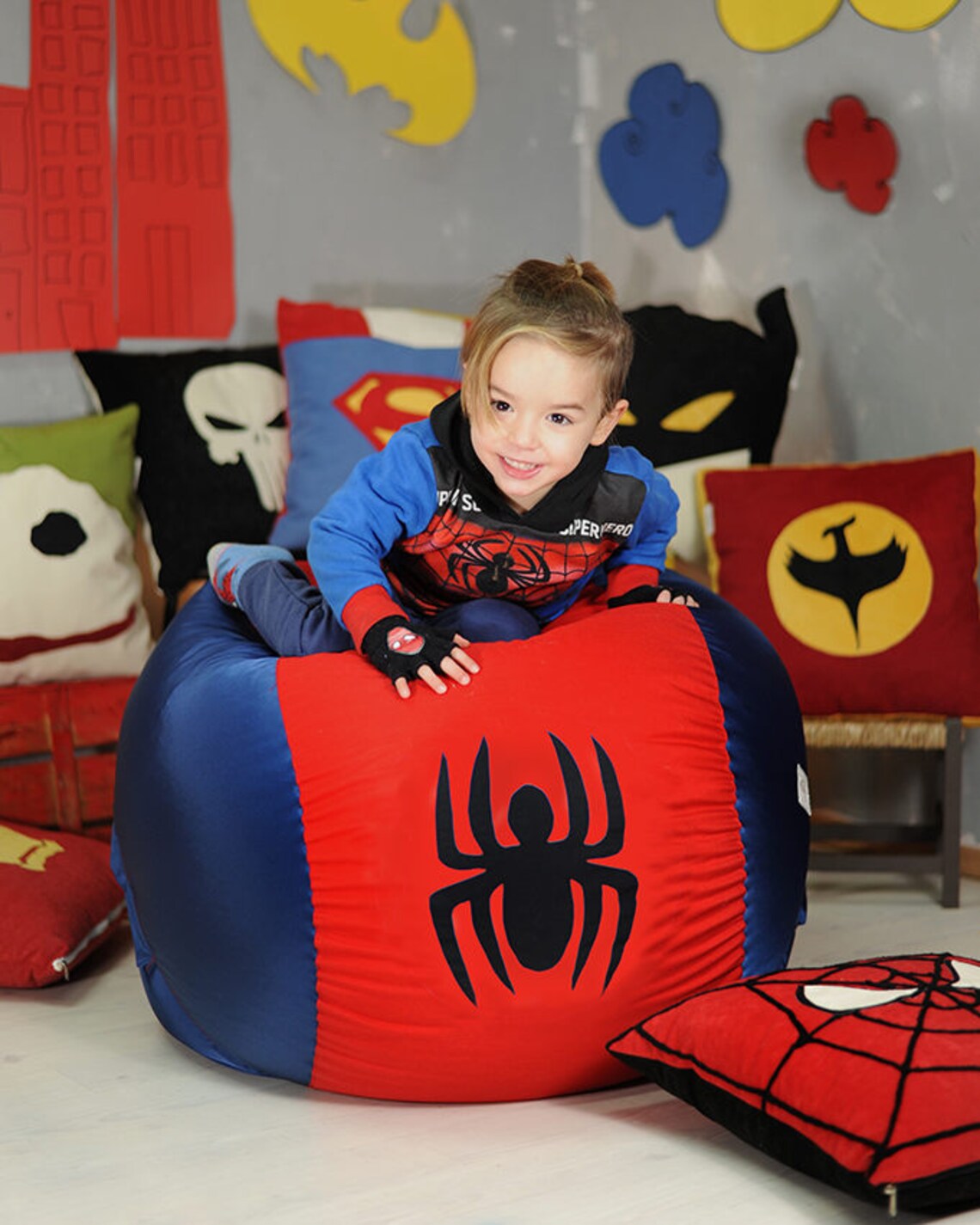 Superhero Kids bean bag chair Cover Children bean bag Kids Etsy