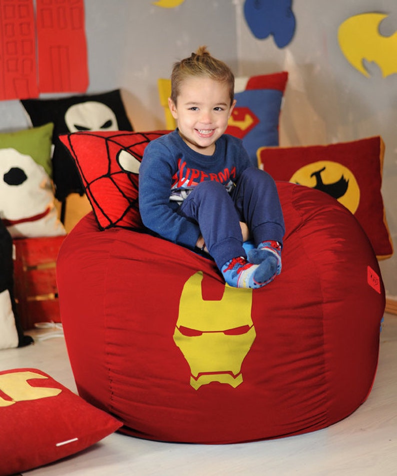 Iron Man KIDS bean bag chair cover Superhero Boys Gift Etsy