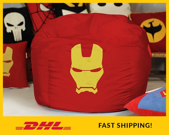 Iron Man Bean Bag Chair Cover Iron Man Pouf Superhero Decor Etsy