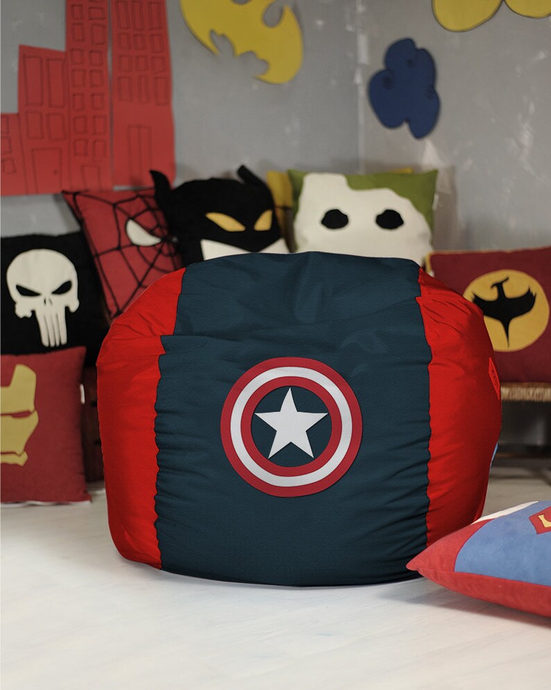 Superhero Kids Bean Bag Chair Cover Children Bean Bag Kids Etsy
