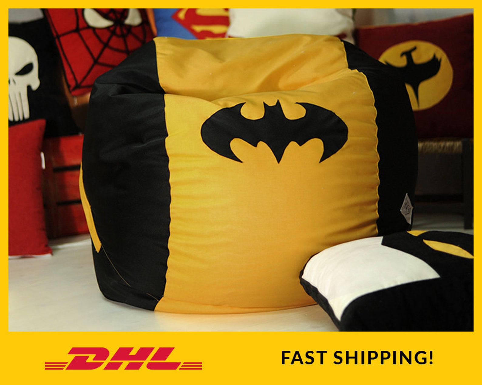 Batman Bean Bag Chair Cover Batman Bean Bag Superhero Men Etsy UK