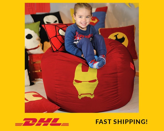 Iron Man Kids Bean Bag Chair Cover Marvel Comic Chair Etsy