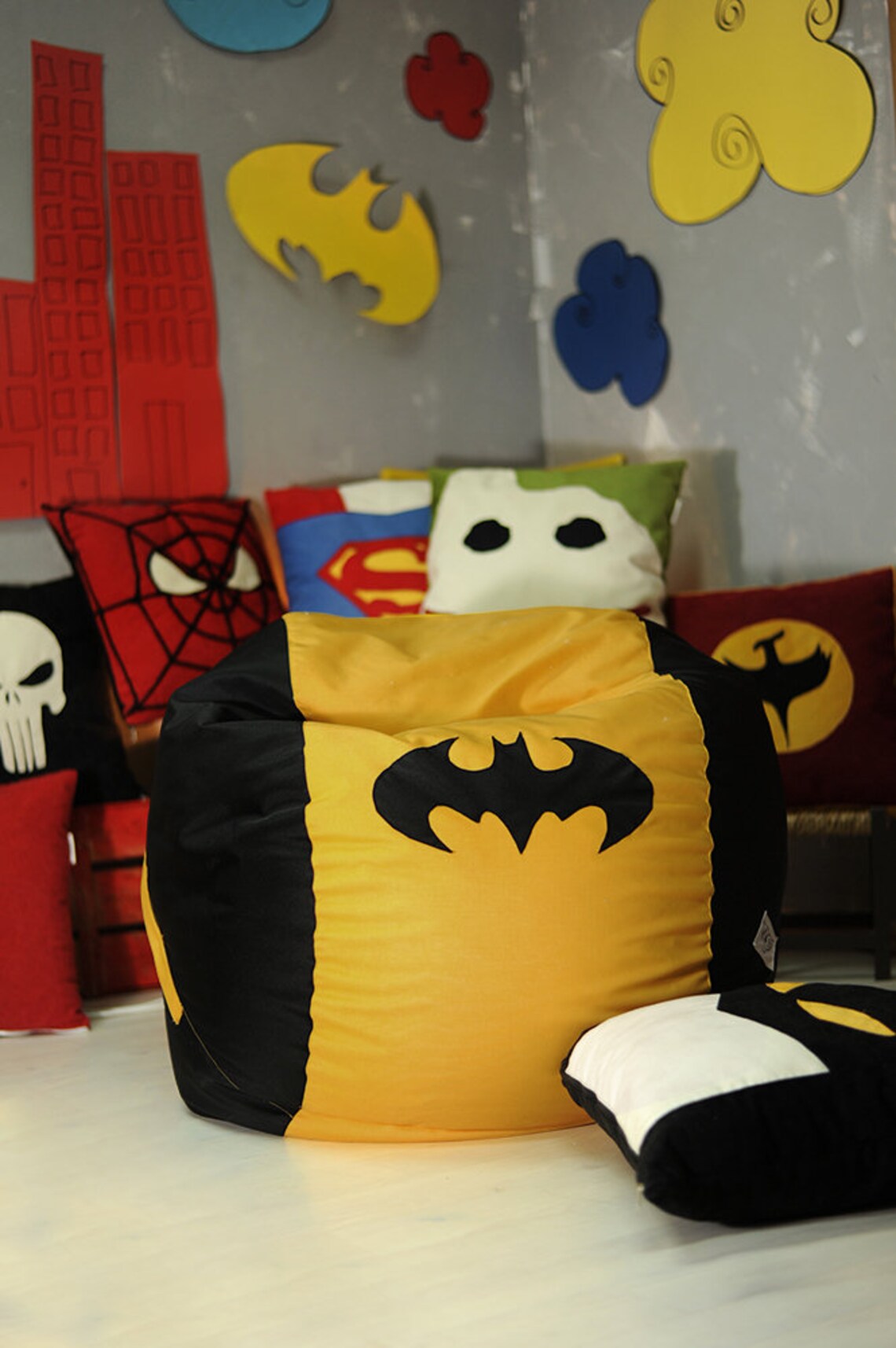 Batman Bean Bag Chair Cover Batman Bean Bag Superhero Men Etsy UK