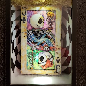 Jack Skellington Reversing Card  - LIGHTED  (Hanging - reverses and hangs either side up) - Frame will be different.