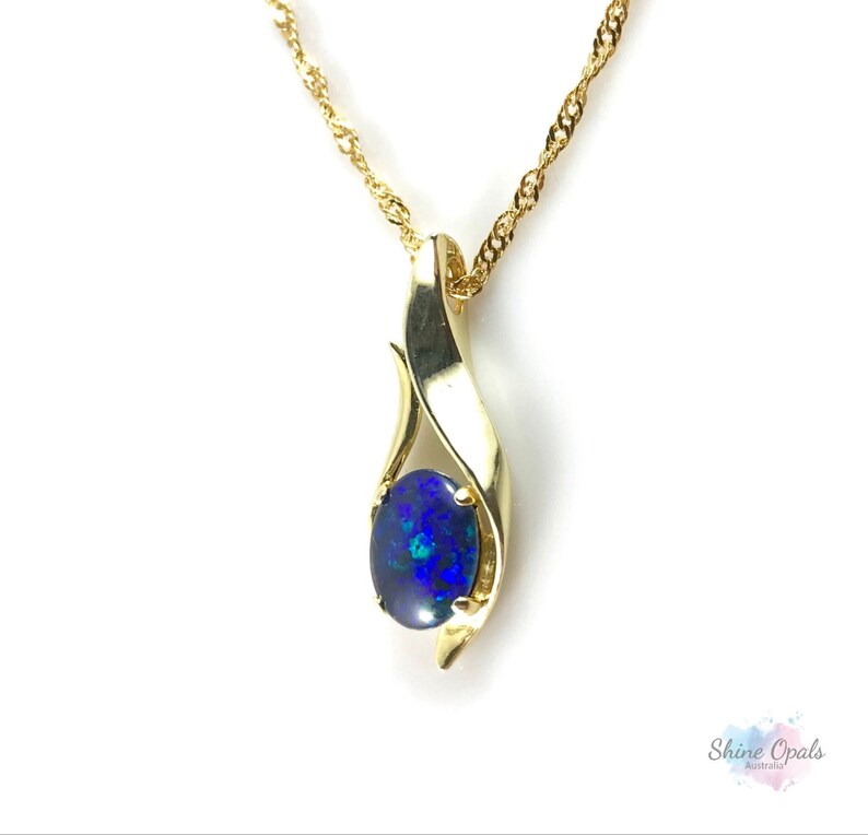 Large Gold Opal Necklace Pendant Genuine Australian 11x9mm | Etsy
