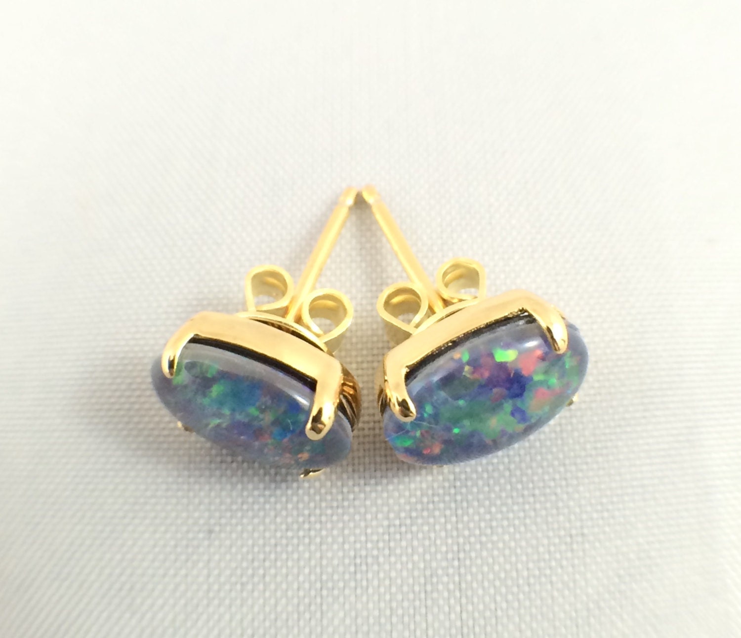 Opal Stud Earrings Jewelry Genuine Australian Large 9x7mm - Etsy