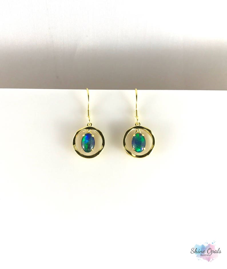 Genuine Australian Drop Dangle Triplet Opal Earrings 7x5mm - Etsy Australia