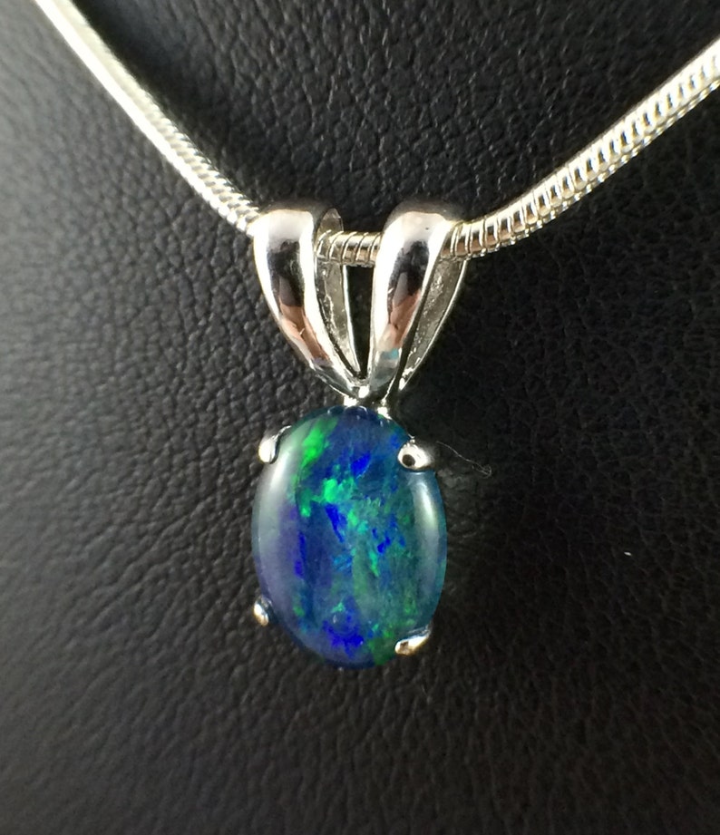 Australian Triplet 9x7mm Jewellery 18ct White Gold Plated Chain and Certificate included Genuine Opal Necklace Pendant Jewelry