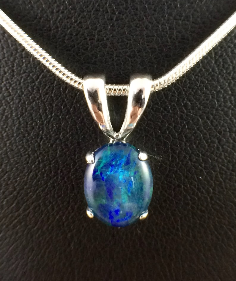 Australian Triplet 9x7mm Jewellery 18ct White Gold Plated Chain and Certificate included Genuine Opal Necklace Pendant Jewelry