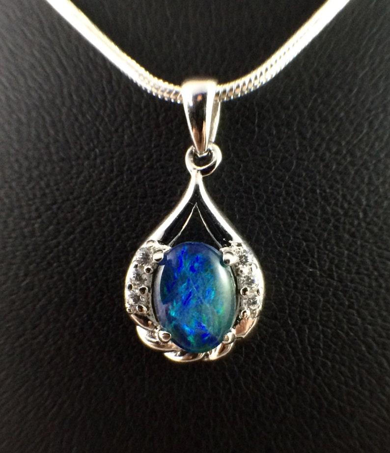 Opal Necklace Pendant Genuine Australian Small Triplet 7x5mm | Etsy