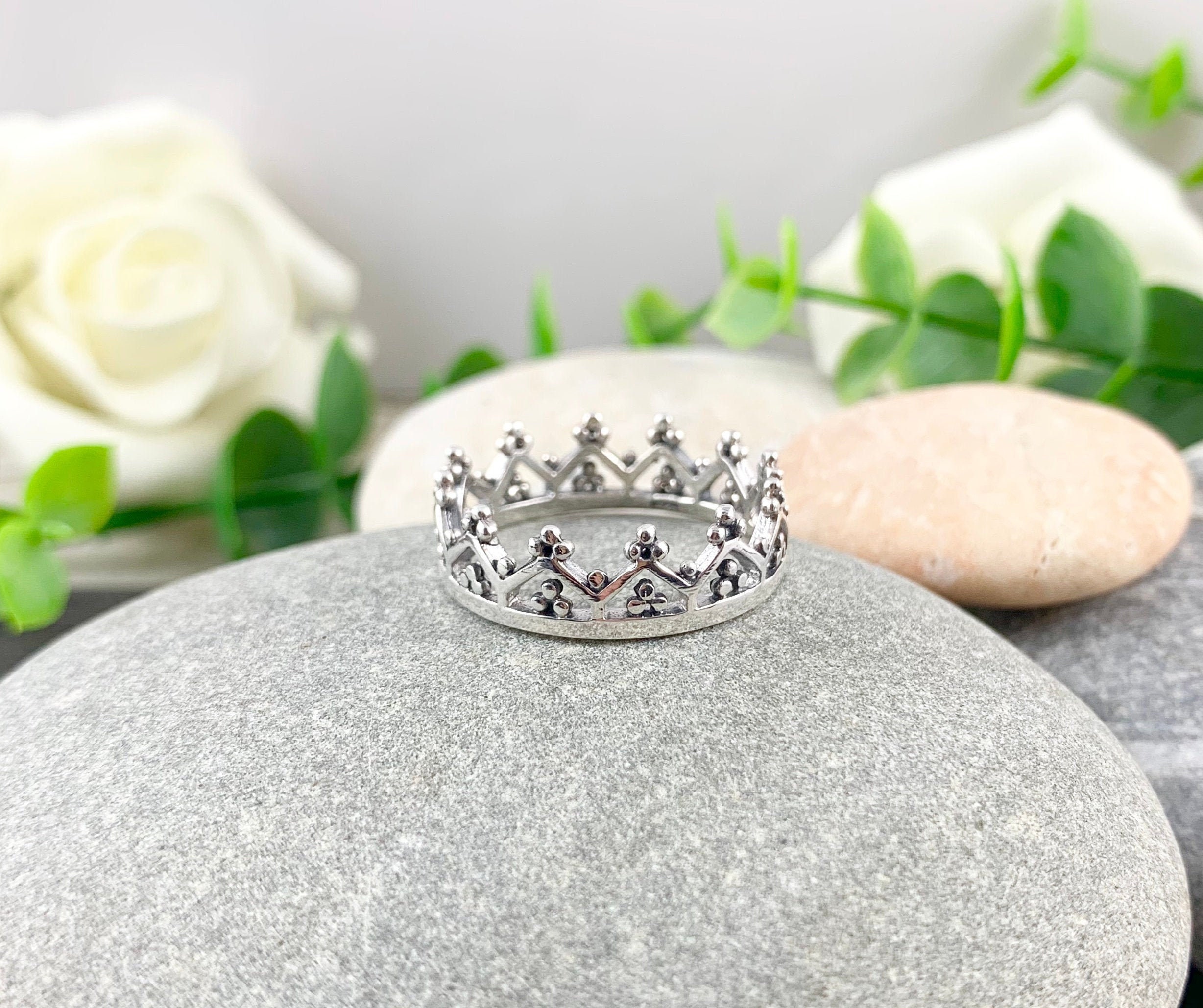 Crown Ring Pear Diamond Solid 925 Sterling Silver