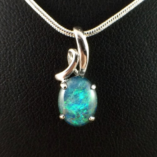 Genuine Opal Necklace Pendant Jewelry Australian Triplet - Etsy