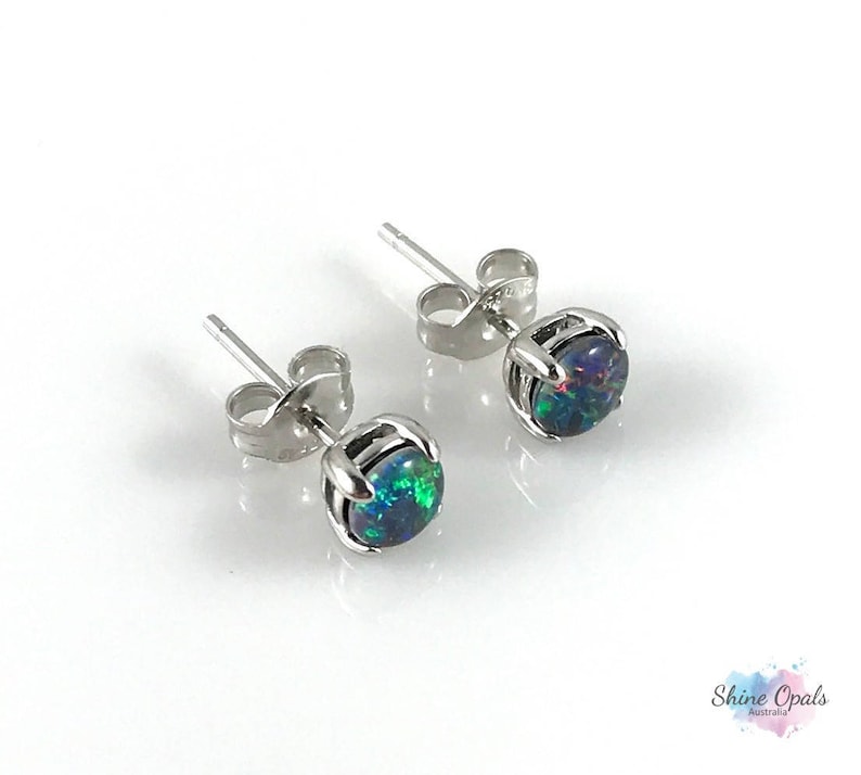 Genuine Australian Opal Stud Earrings Small Triplets 4x4mm | Etsy