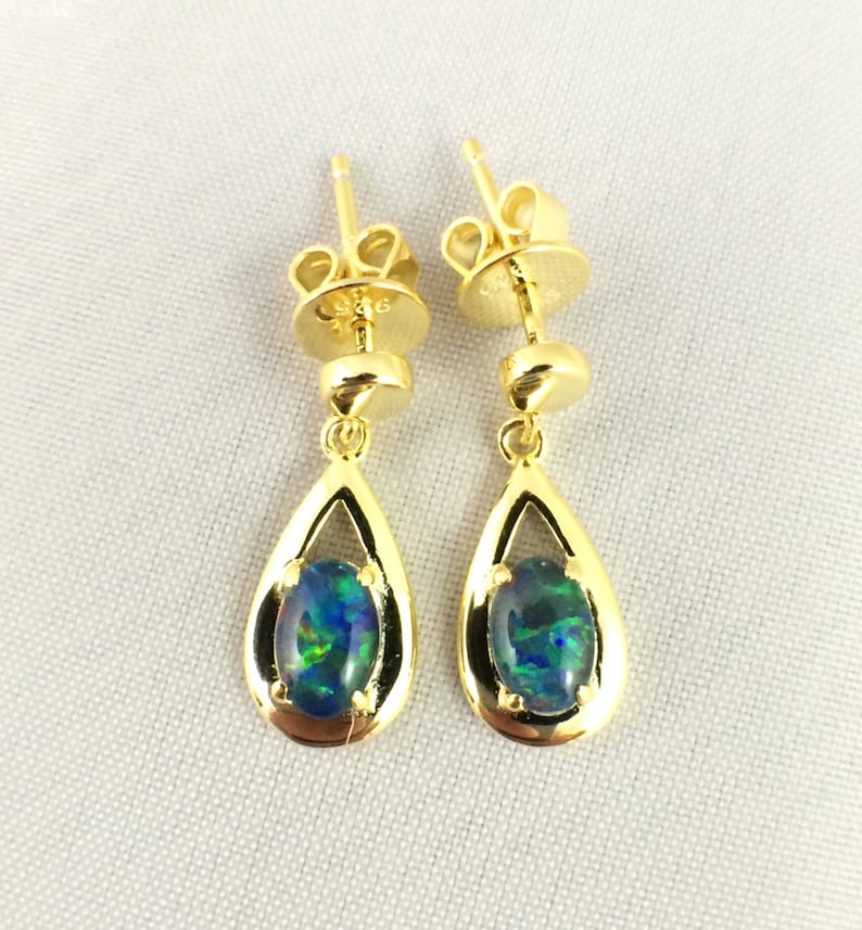 Opal Drop Earrings Jewelry Genuine Australian Triplet 6x4mm - Etsy