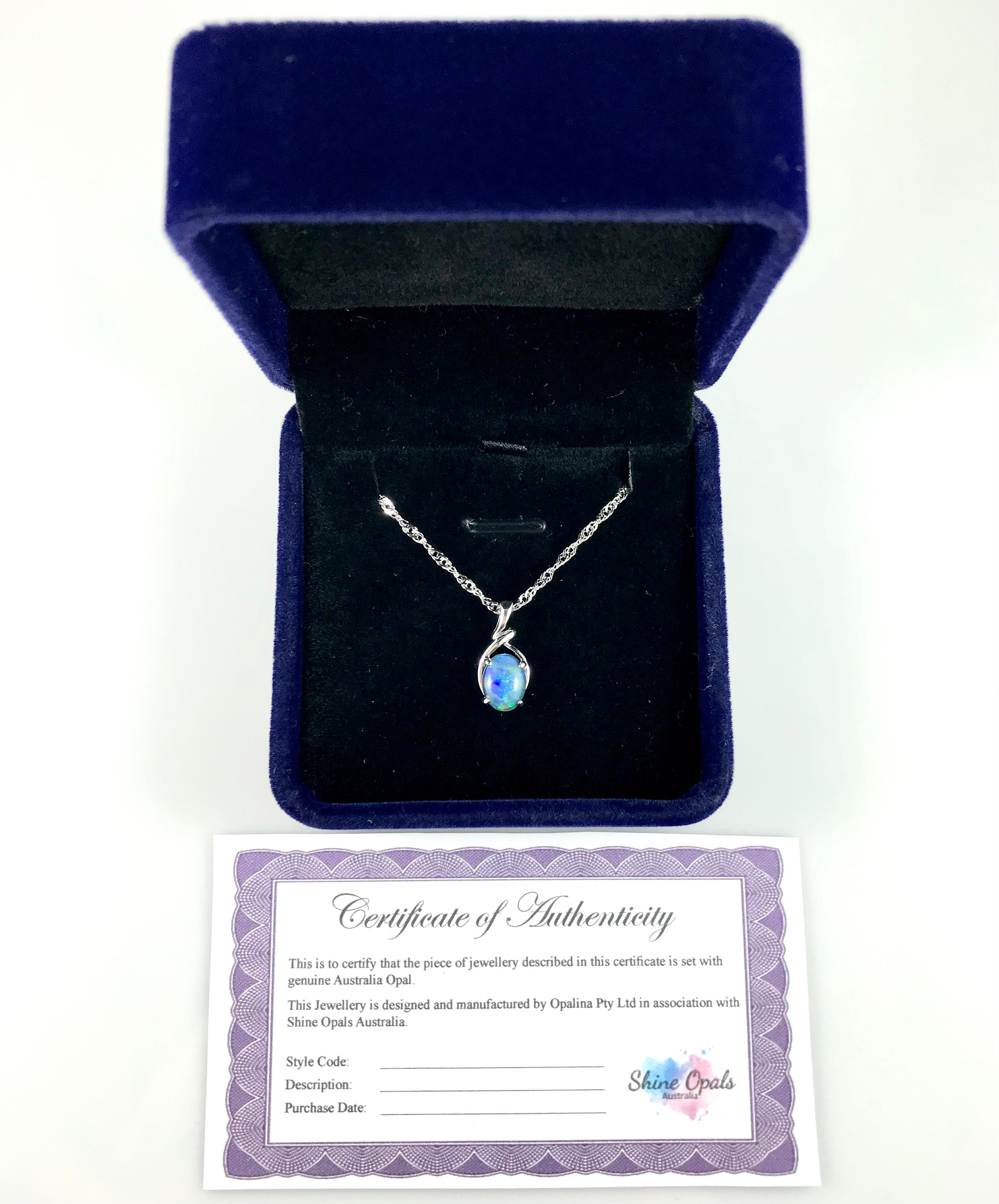 Opal Necklace Australian Natural Black Triplet Opal Pendant Solid