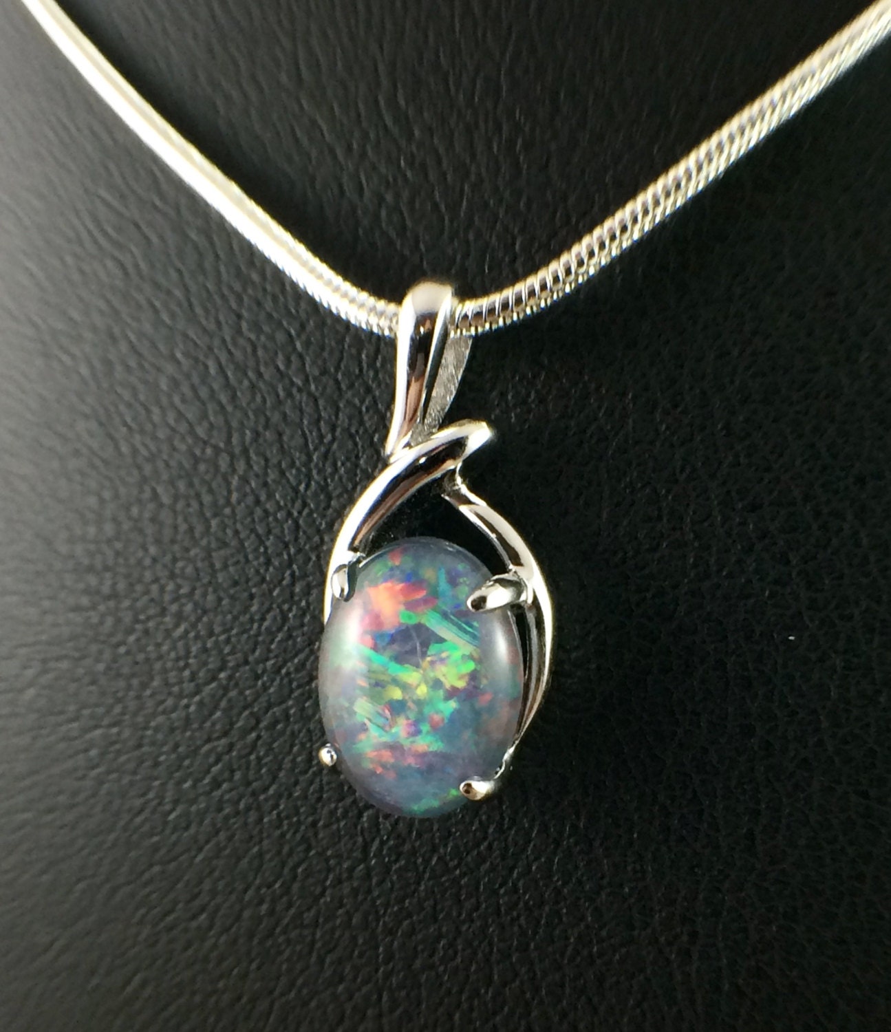 Genuine Opal Necklace Pendant Jewelry Australian Triplet - Etsy