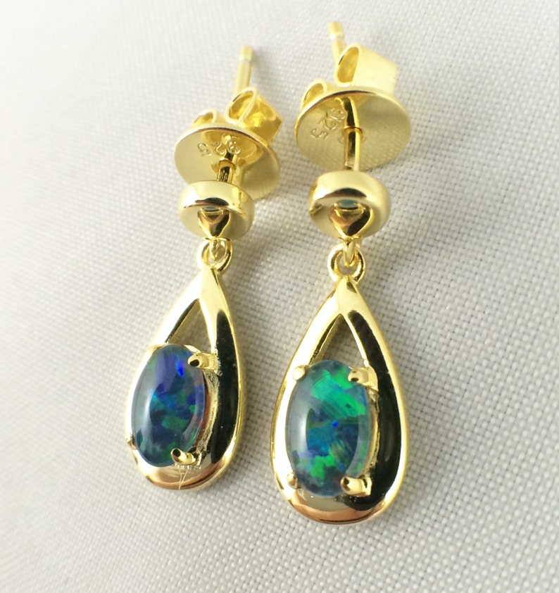 Opal Drop Earrings Jewelry Genuine Australian Triplet 6x4mm - Etsy
