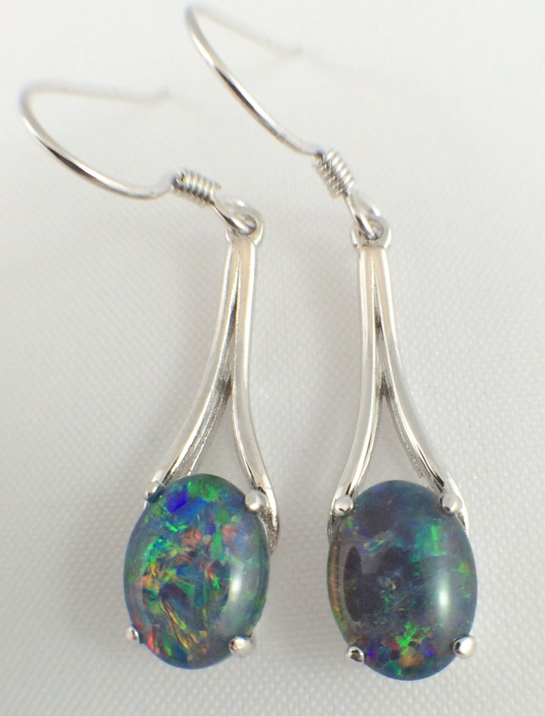 Genuine Opal Earrings Jewelry Drop Dangle Australian Triplet | Etsy