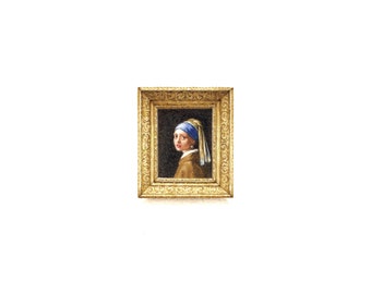 PRINT of watercolor miniature painting. Girl with a Pearl Earring