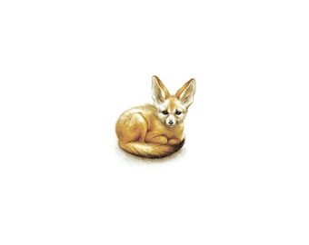 PRINT of watercolor miniature painting. Fennec fox (Vulpes zerda)