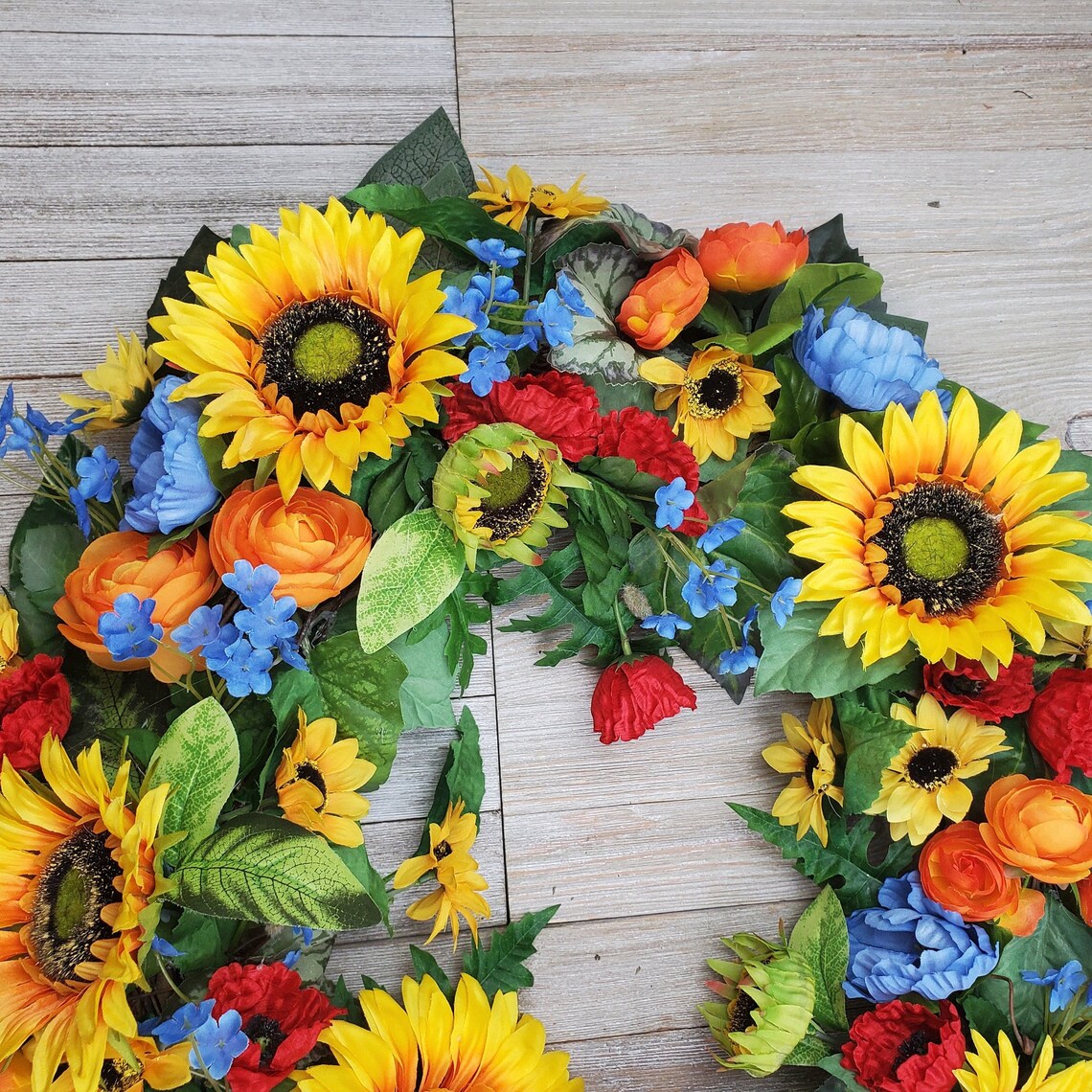 Sunflower Butterfly Wreath Summer Outdoor Indoor 1 Lg and 2 Etsy