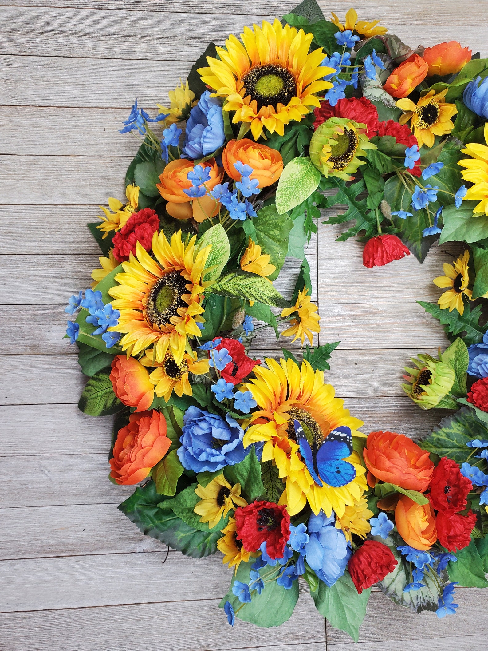Sunflower Butterfly Wreath Summer Outdoor Indoor 1 Lg and 2 Etsy