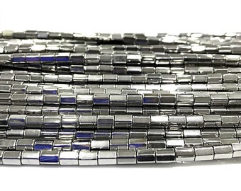 20 Faceted Cuboid Beads Opaque Glass Light Blue 4mm x 2mm BD1020