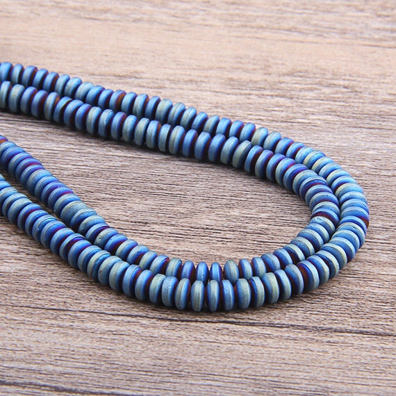 3X2MM MATTE BLUE HEMATITE GEMSTONE RONDELLE LOOSE BEADS 16/"