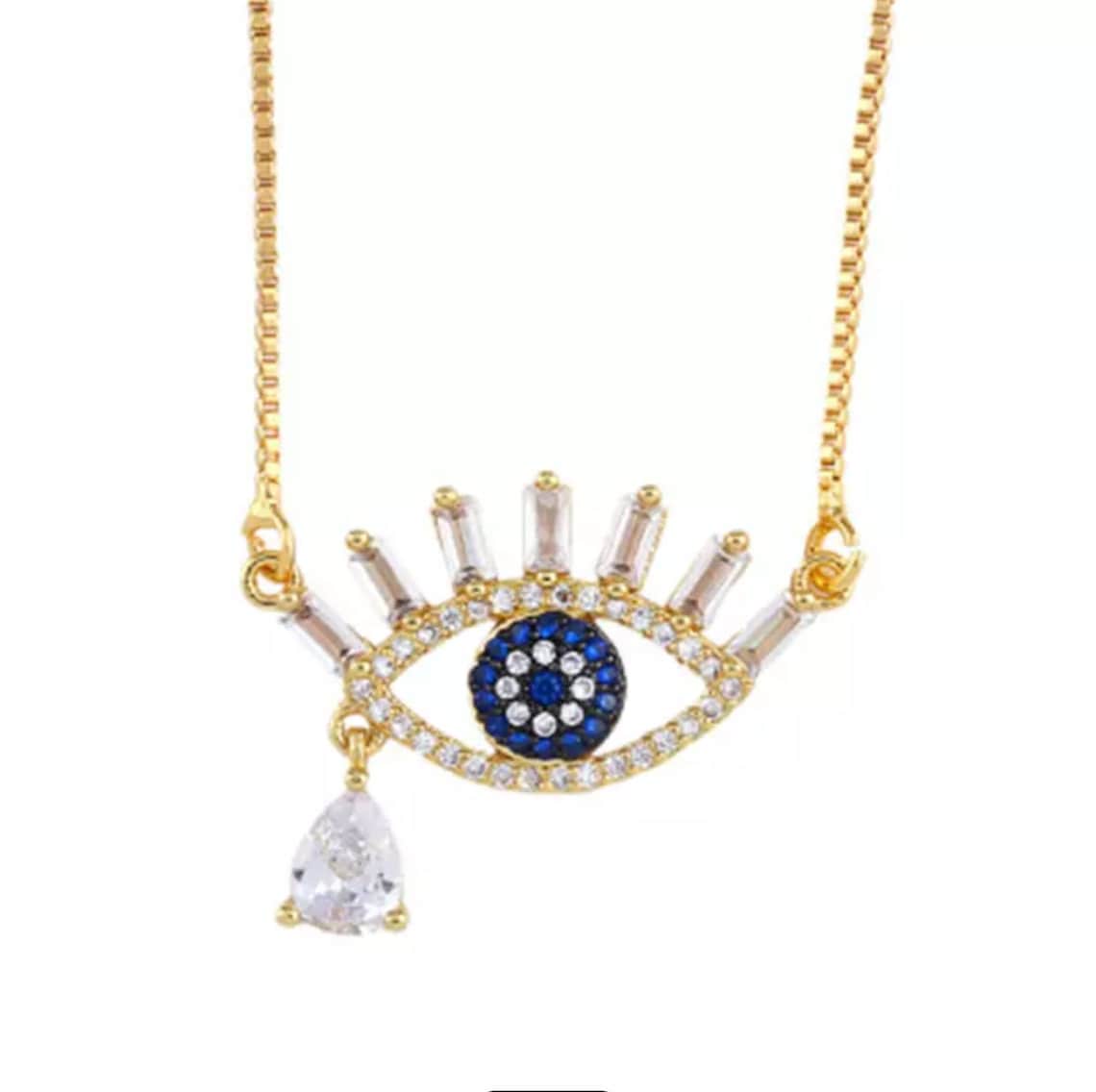 Turkish evil eye necklace gold Clearance