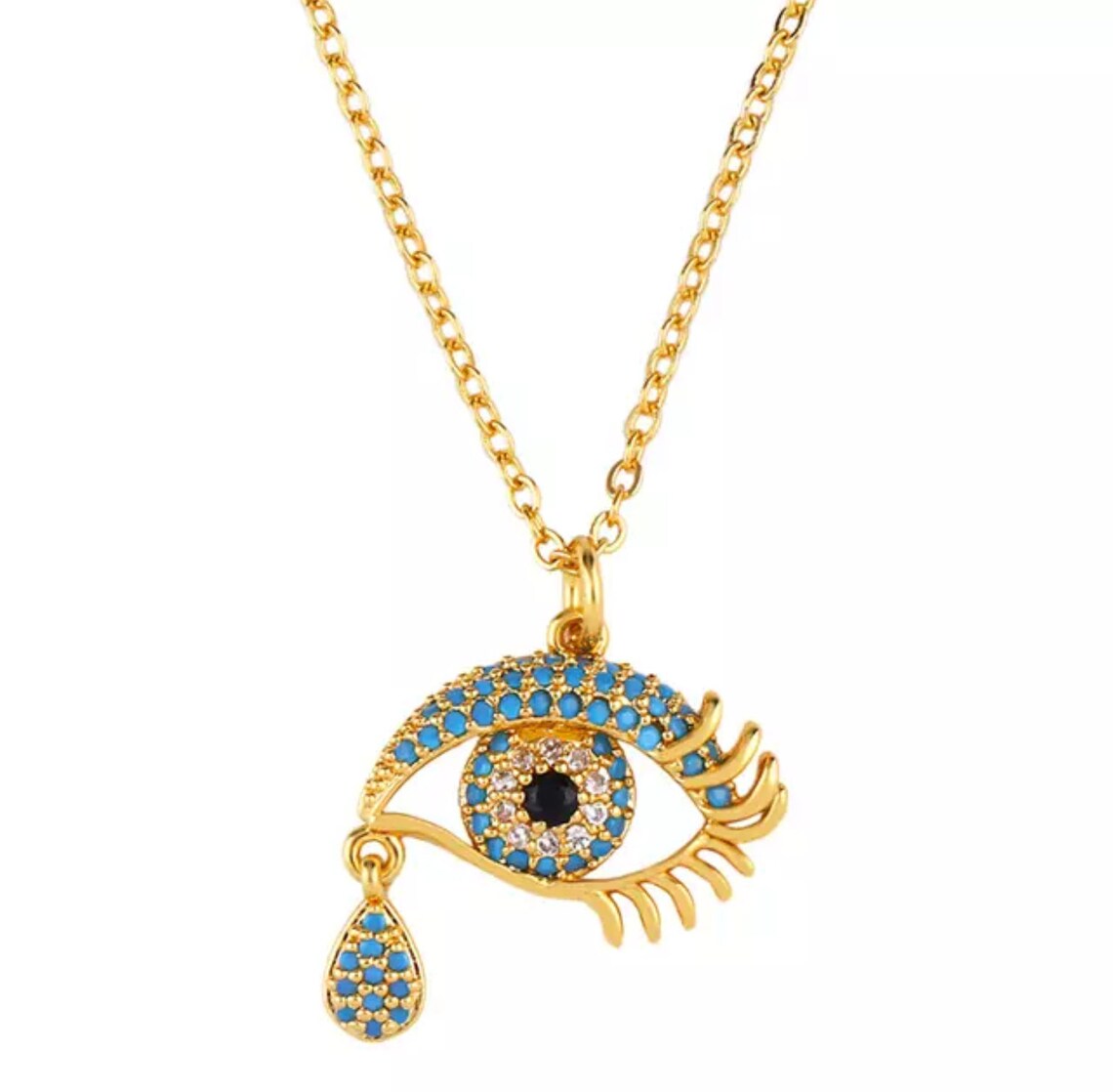 Evil Eye Necklace Turkish Eye Necklace Boho Jewelry Gold Etsy