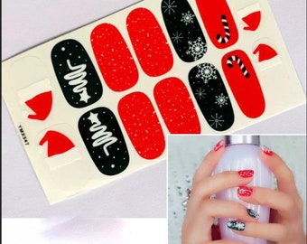 Weihnachts Nail Wrap, Nagellack Streifen, Nail Wrap, Nail Art, Nail Sticker