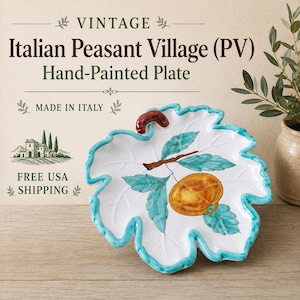 Vintage Italian Peasant Village Hand Painted Plate | Made in Italy Ceramic Fruit Plate | Colorful Italian Wall Decor | PV Plate