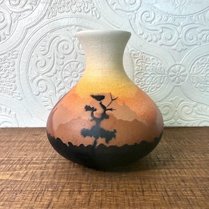 Vintage Pueblo Pottery Bud Vase: Hand-Painted Southwest Tribal Art