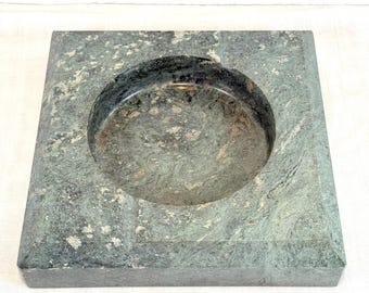 Green Marble Catchall Tray, Minimalist Stone Dish, Mid Century Decor, Desk Organizer, Luxury Home Accent